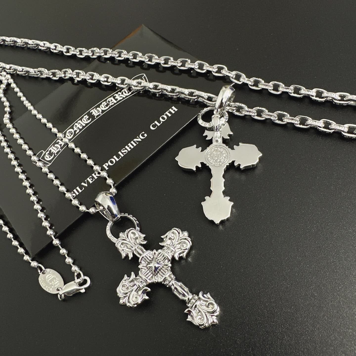 Chrome Hearts Silver Cross Pendant Necklace